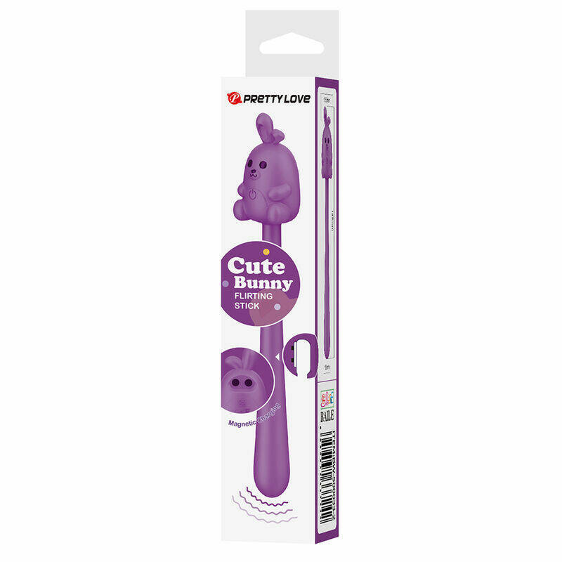 PRETTY LOVE - CUTE BUNNY FLIRTING STICK FLEXIBLE VIBRATOR USB RECHARGEABLE PURPLE