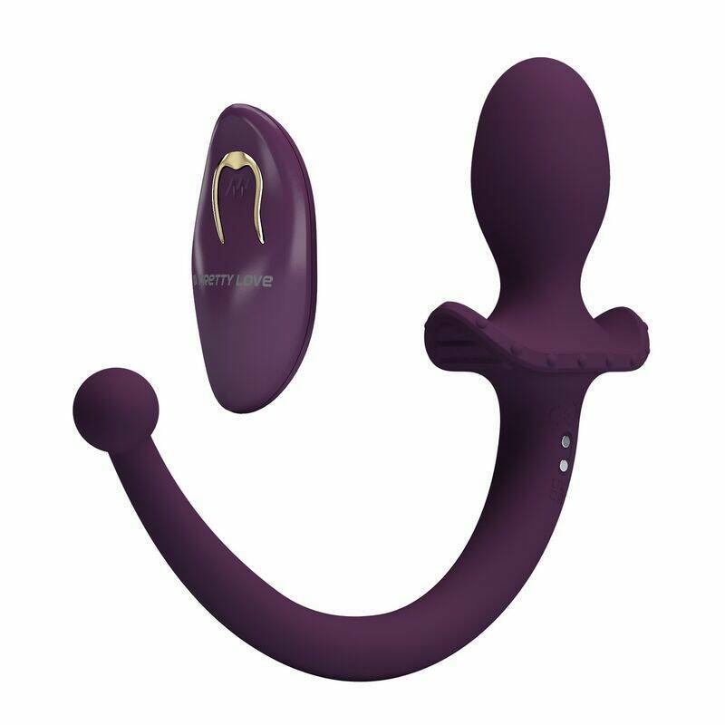 PRETTY LOVE - LIOEA VIBRATING ANAL PLUG WITH TAIL 12 FUNCTIONS PURPLE REMOTE CONTROL