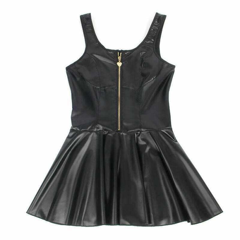 SUBBLIME - 957667 HEART ZIPPER LEATHER DRESS BLACK S/M