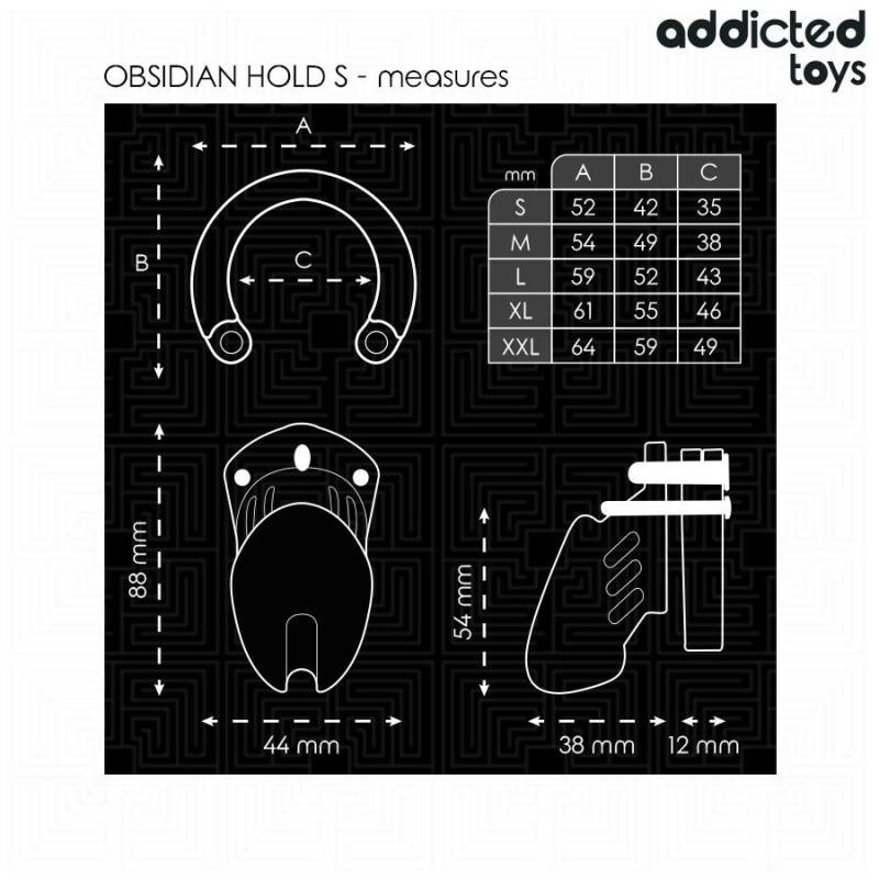 ADDICTED TOYS LOCKED - OBSIDIAN HOLD PENIS CAGE SIZE S