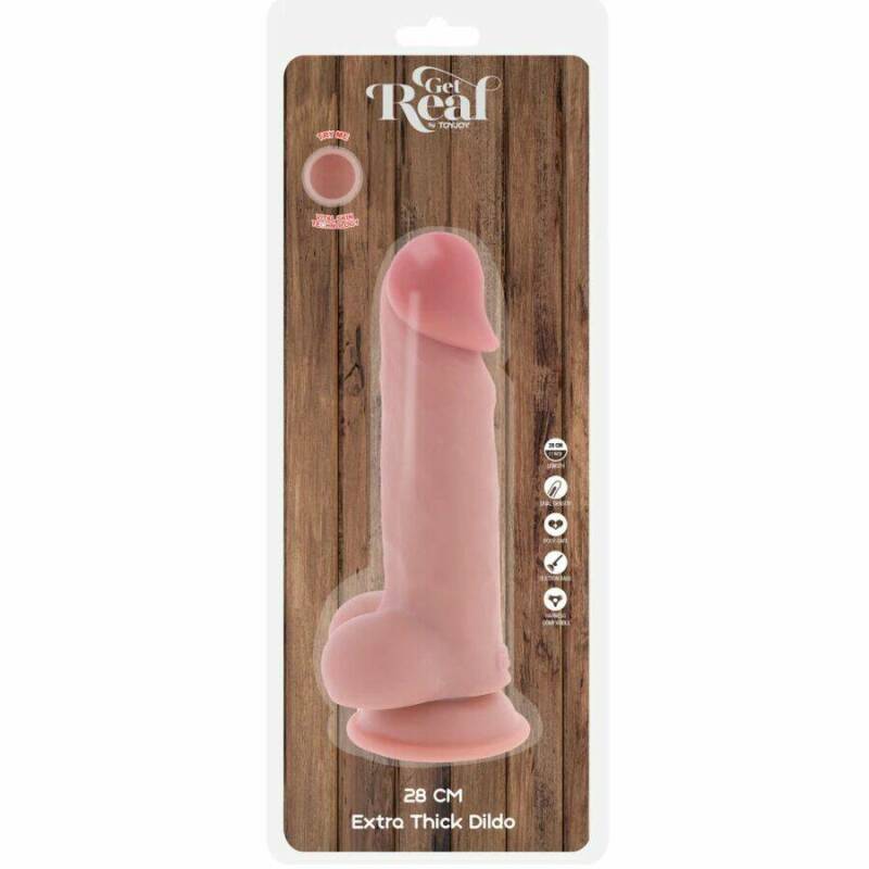 GET REAL - DELUXE REALISTIC PENIS WITH TESTICLES EXTRA THICK 28 CM