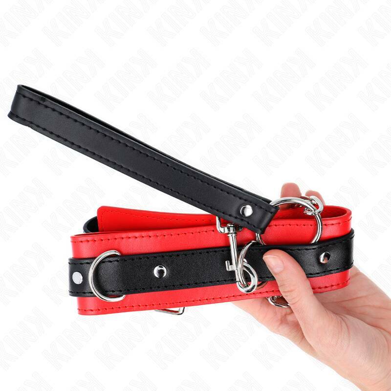 KINK - BASIC MODEL COLLAR WITH LEASH 65 CM MODEL 3 RED 53 X 5 CM