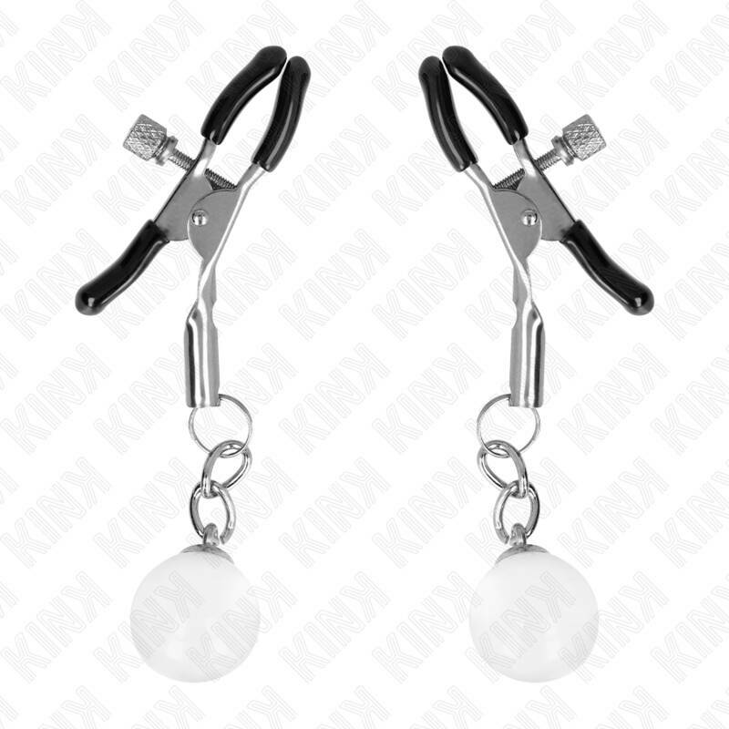 KINK - GLASS BEAD NIPPLE CLAMPS SILVER 6 CM