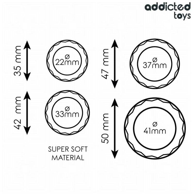 ADDICTED TOYS - TEXTURED COCK RING SET 4 SIZES