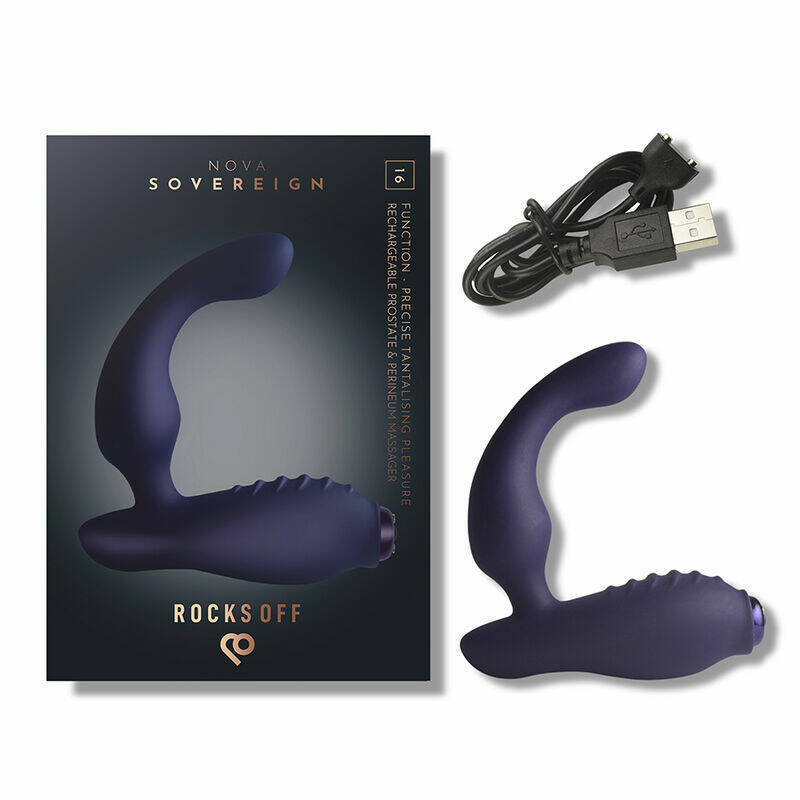 ROCKS-OFF - NOVA SOVEREIGN RECHARGEABLE PROSTATE & PERINEUM MASSAGER 16 FUNCTION BLUE
