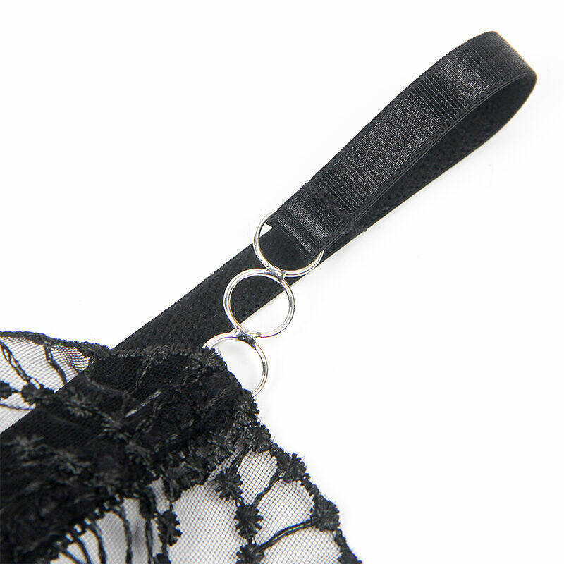 SUBBLIME - 955229 TRANSPARENT BODYSUIT WITH HOLLOW LACE BLACK L/XL