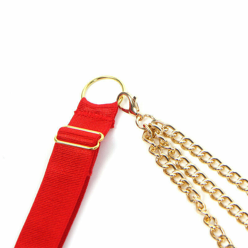 SUBBLIME - 955519 BRA SET WITH CHAINS AND MESH HEART RED S/M