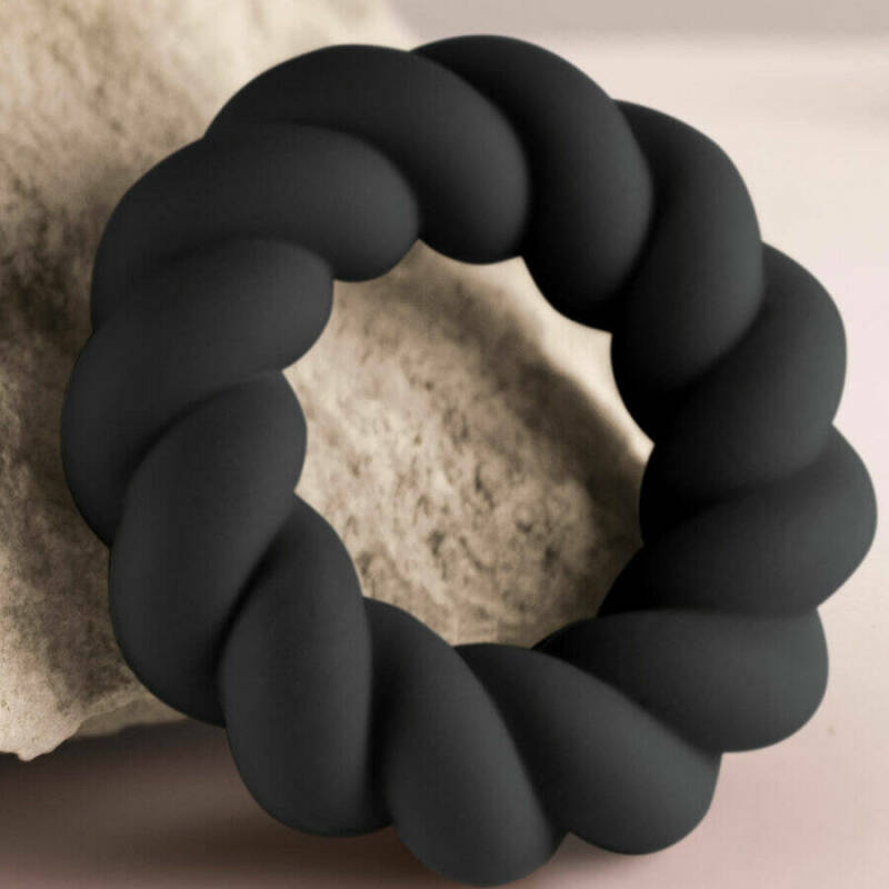 ROCKS-OFF - TWIST BLACK SILICONE MASTURBATOR RING