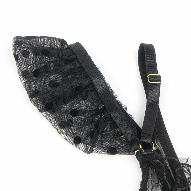 SUBBLIME - 957490 LACE BRA AND GARTER SET  BLACK L/XL