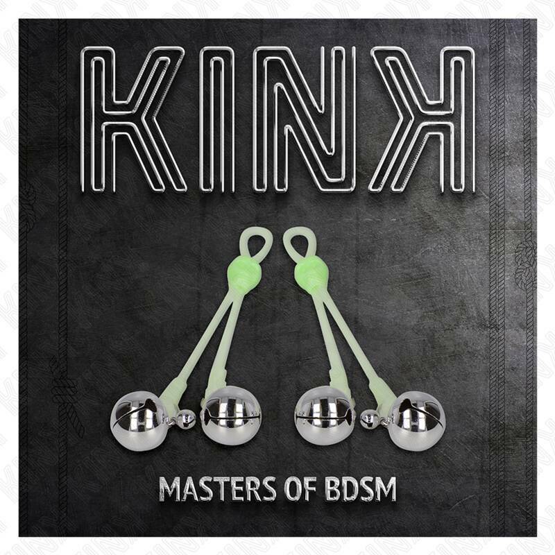 KINK - LUMINOUS SKULL NIPPLE CLAMPS WITH RING BELLS ADJUSTABLE GREEN / SILVER