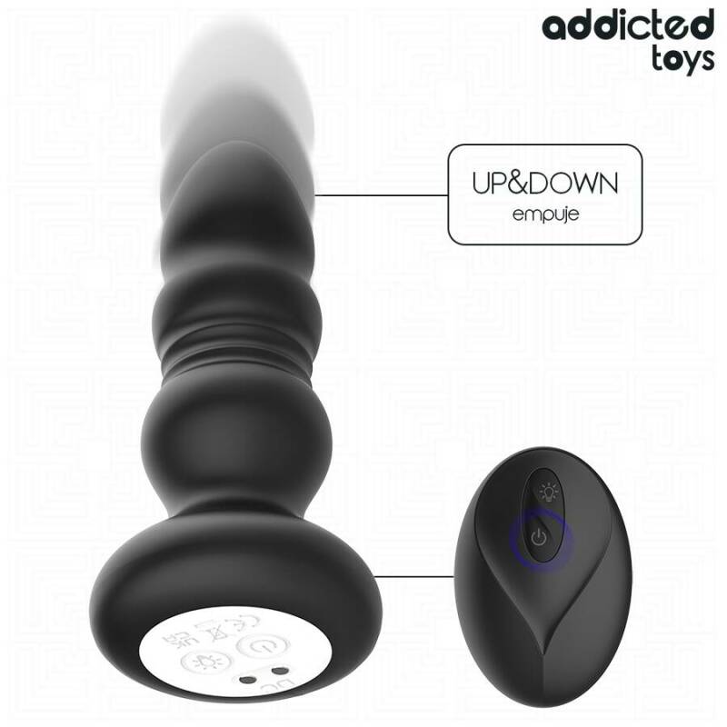 ADDICTED TOYS - THRUSTING VIBRATING ANAL PLUG, LED LIGHT REMOTE CONTROL