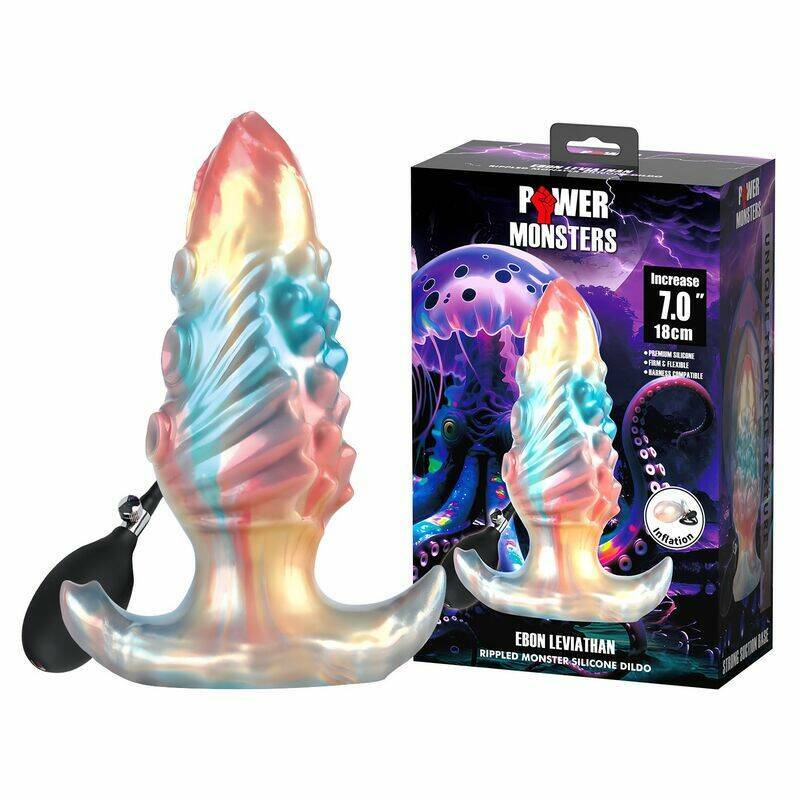 POWER MONSTERS - EBON LEVIATHAN TRICOLOR INFLATABLE FANTASY ANAL PLUG 18 CM