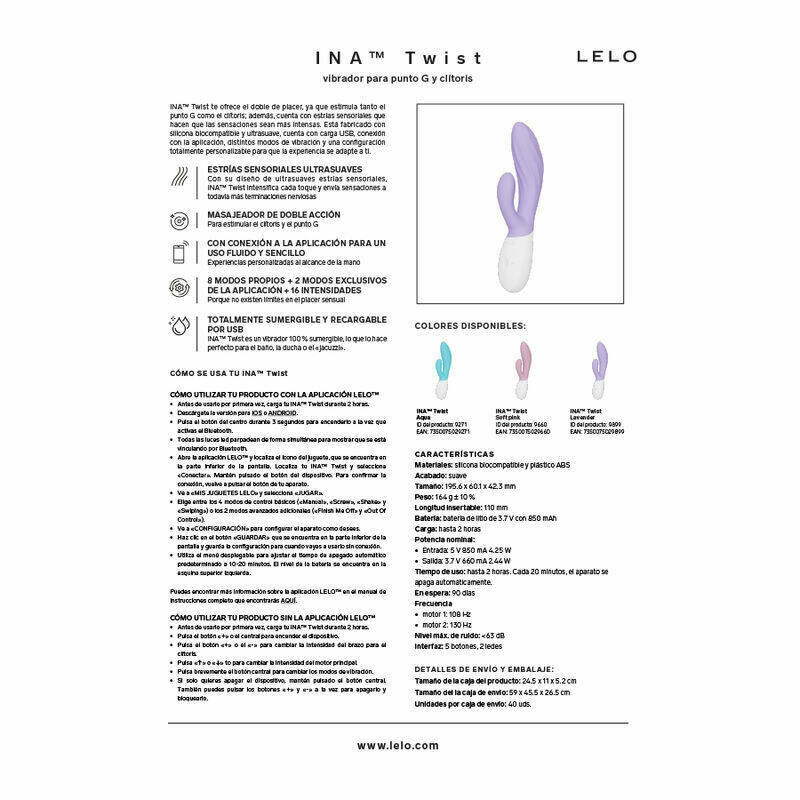 LELO - INA TWIST DOUBLE VIBRATOR RABBIT FOR G-SPOT AND CLITORIS LAVENDER