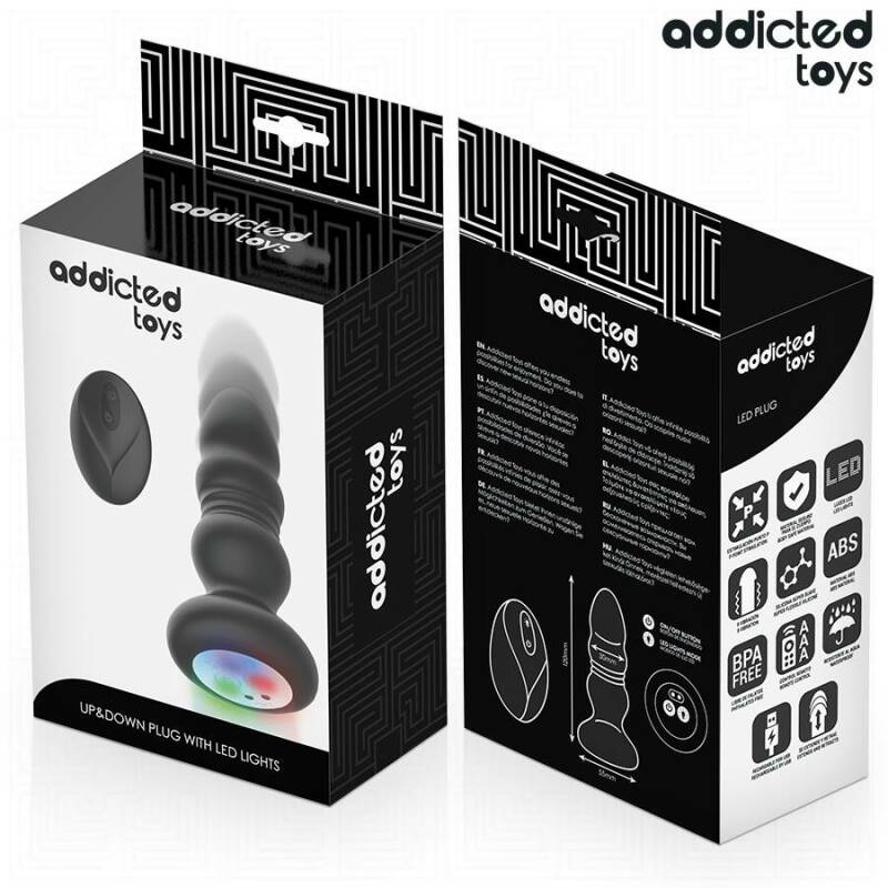 ADDICTED TOYS - THRUSTING VIBRATING ANAL PLUG, LED LIGHT REMOTE CONTROL