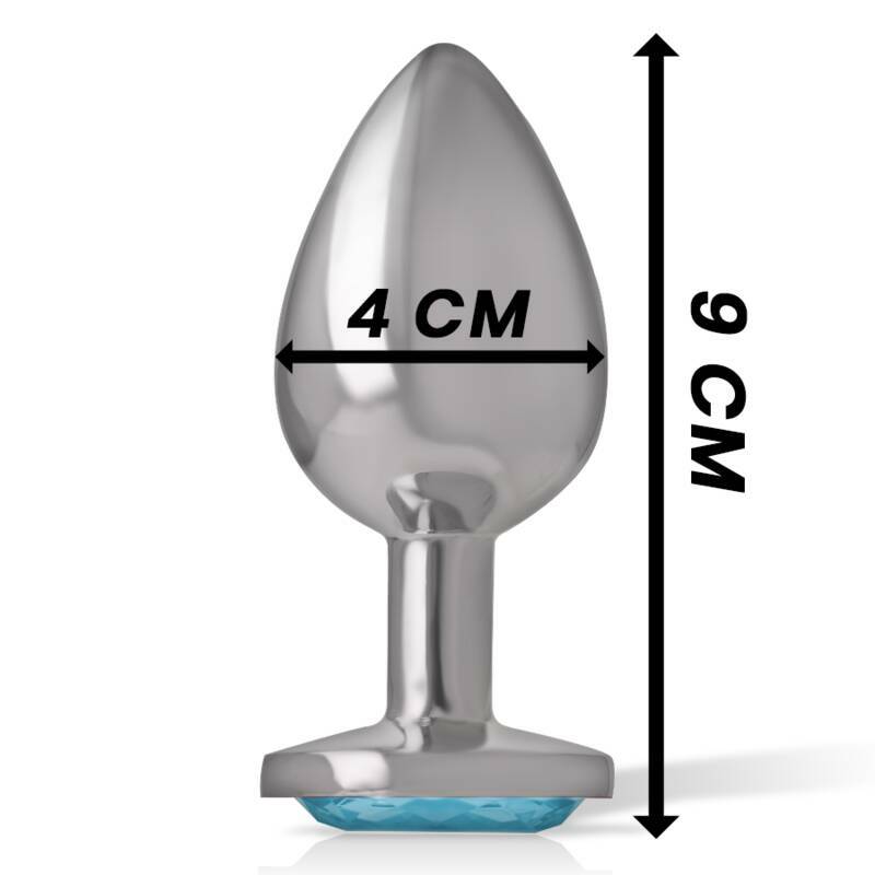 INTENSE - ALUMINUM METAL ANAL PLUG WITH BLUE CRYSTAL SIZE L