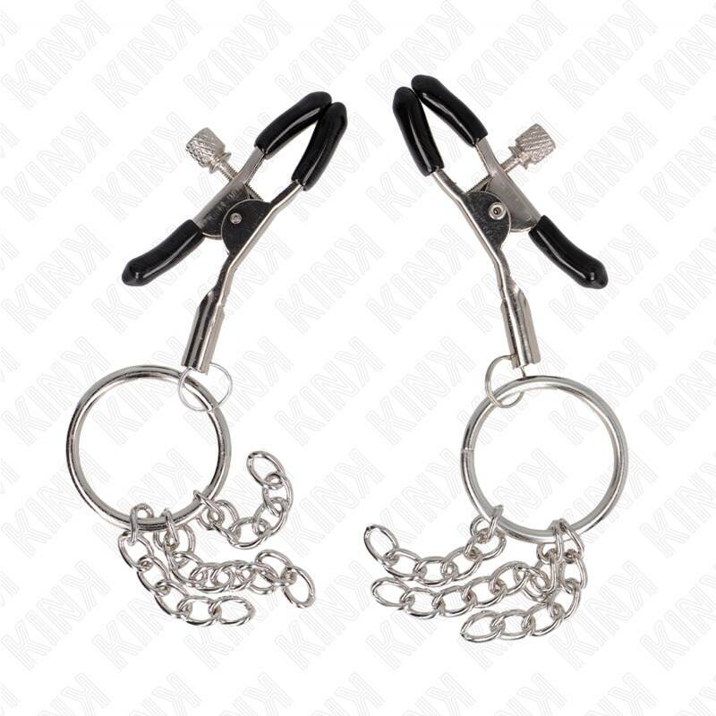 KINK - O RING NIPPLE CLAMP AND LITTLE CHAIN SILVER 6 CM