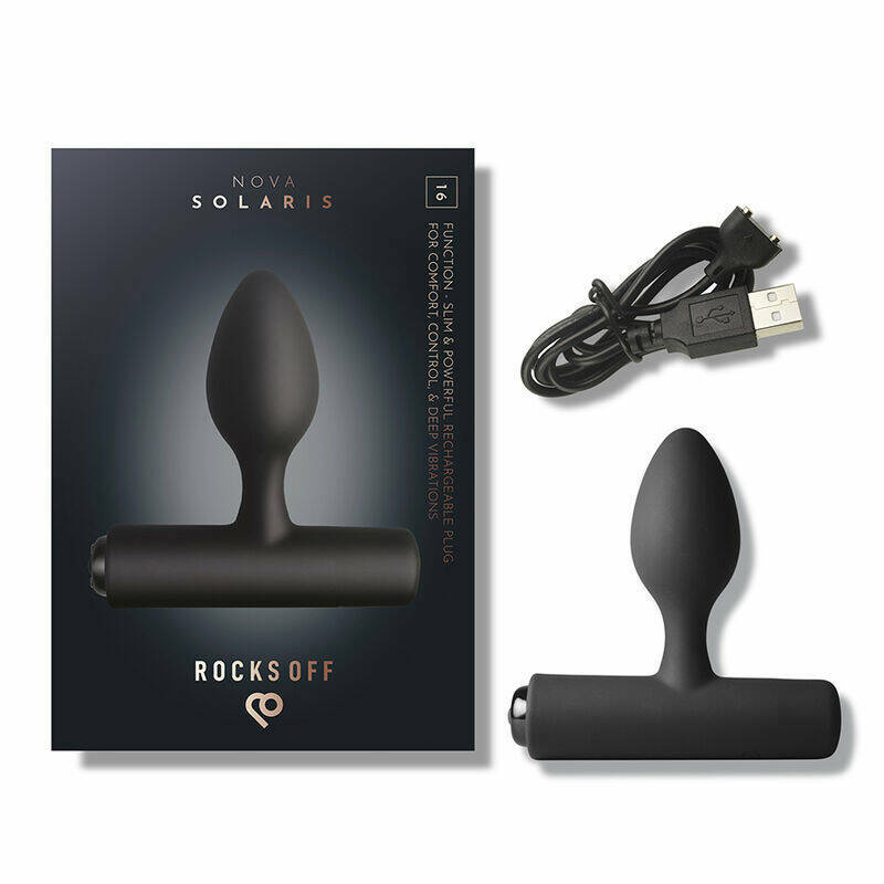 ROCKS-OFF - NOVA SOLARIS RECHARGEABLE SLIM & POWERFUL ANAL PLUG 16 FUNCTION BLACK