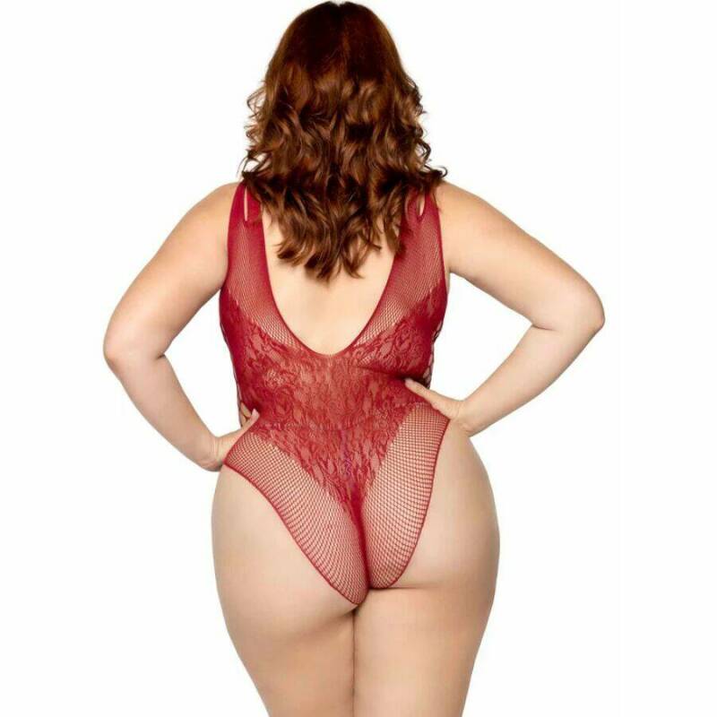 LEG AVENUE - 81641X SEAMLESS BODYSUIT BURGUNDY SIZE 1X/2X