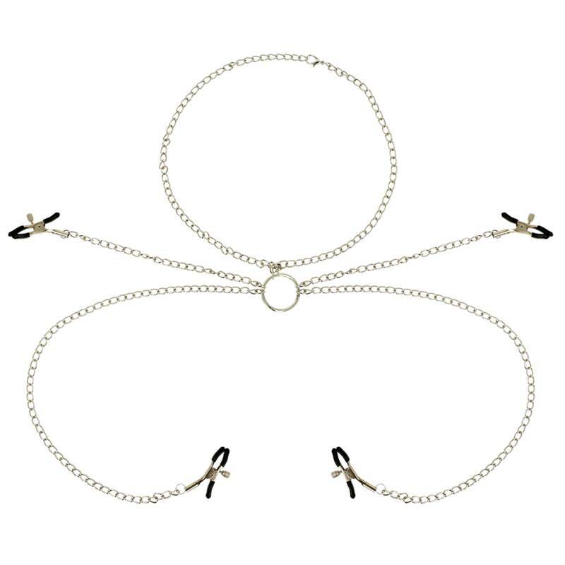 OHMAMA FETISH 4 NIPPLE CLAMPS WITH CHAIN NECKLACE