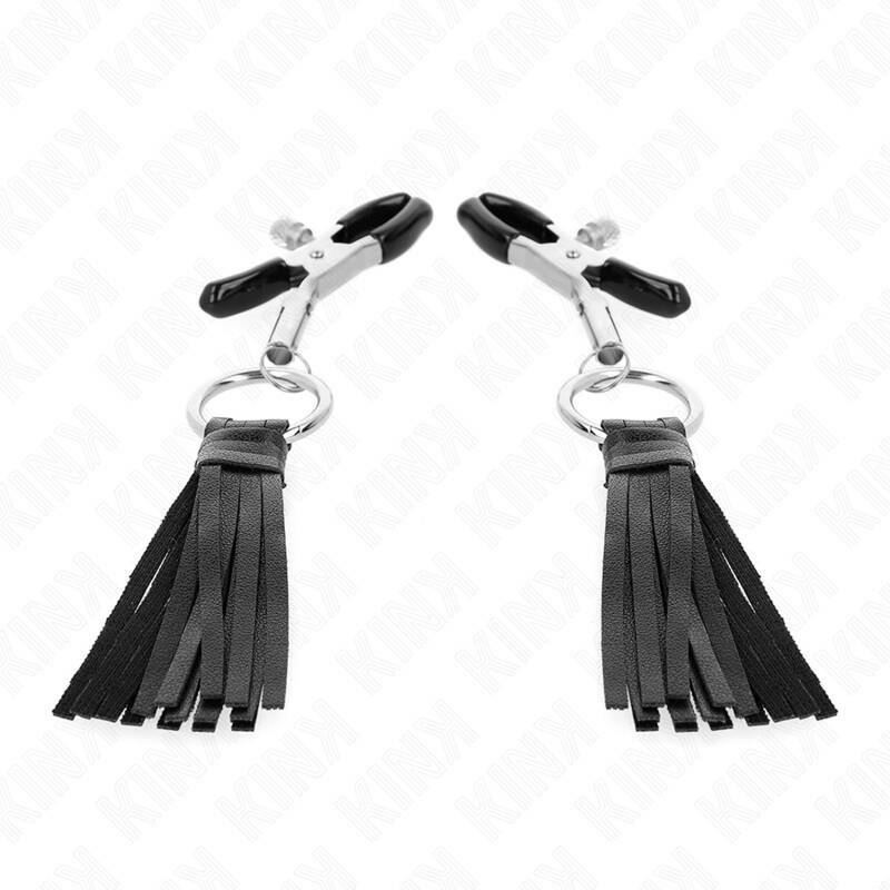 KINK - LEATHERETTE TASSEL NIPPLE CLAMPS 6 CM