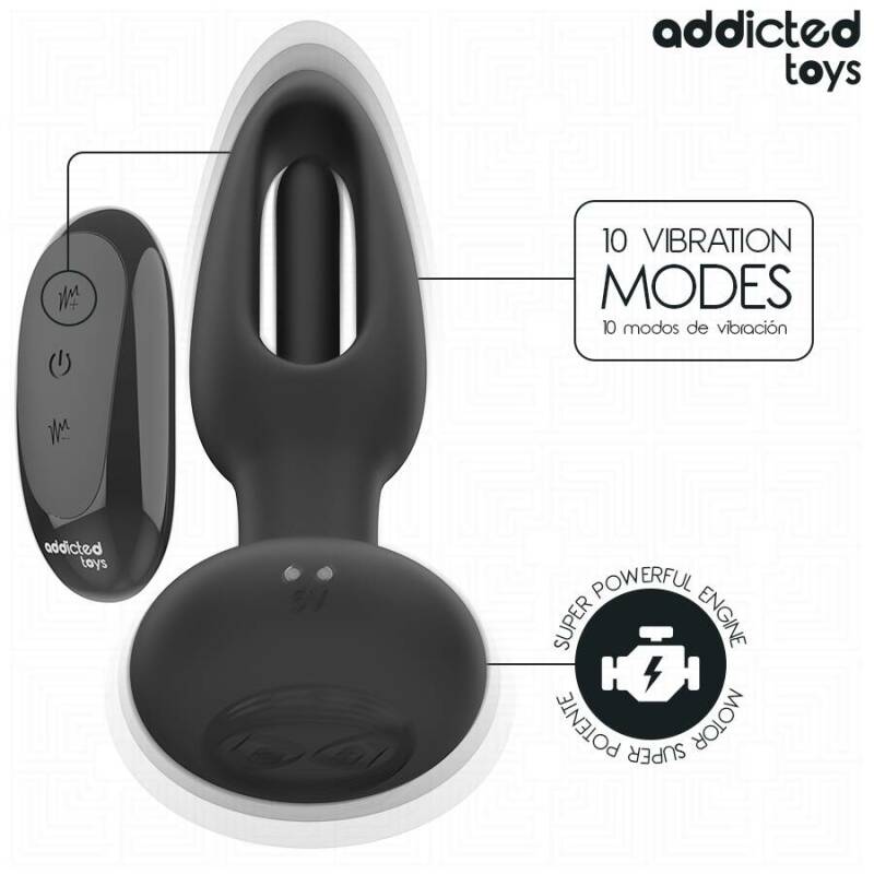 ADDICTED TOYS - ANAL PLUG WITH VIBRATING TONGUE AND REMOTE CONTROL