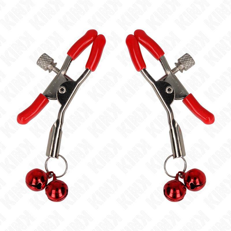 KINK - RED DOUBLE BELL NIPPLE CLAMP RED 6 CM
