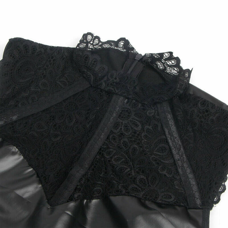 SUBBLIME - 957551 LACE COLLAR LEATHER DRESS BLACK L/XL