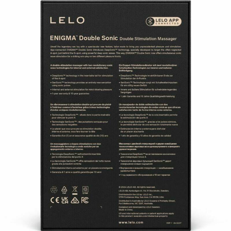 LELO - ENIGMA DOUBLE SONIC VIBRATOR POINT G BLACK