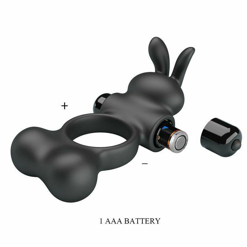 PRETTY LOVE - VIBRATING PENIS RING WITH BUNNY STIMULATOR 10 FUNCTIONS BLACK