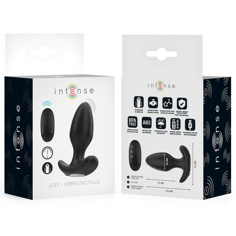 INTENSE - JOEY ANAL PLUG 10 VIBRATIONS BLACK REMOTE CONTROL