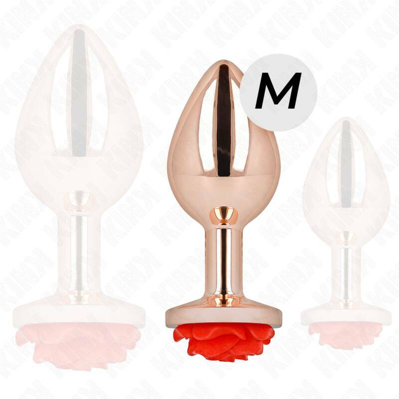 KINK - PINK GOLD ANAL PLUG WITH RED ROSE M
