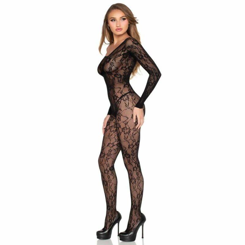 LEG AVENUE - 89366 LACE LINGERIE BODYSTOCKING BLACK - ONE SIZE