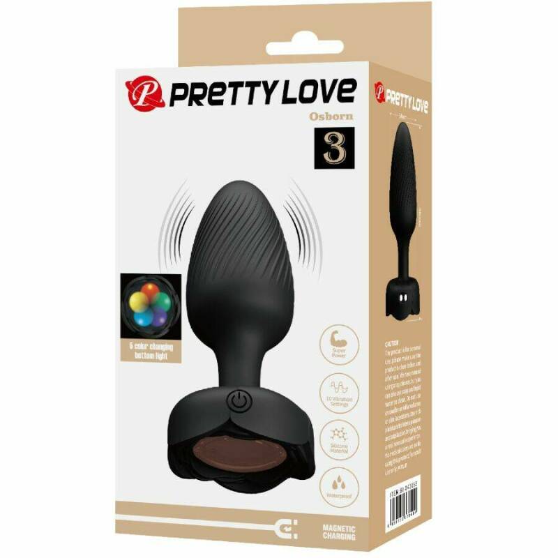 PRETTY LOVE - OSBORN ANAL PLUG WITH  LED LIGHT BLACK 9.8 CM