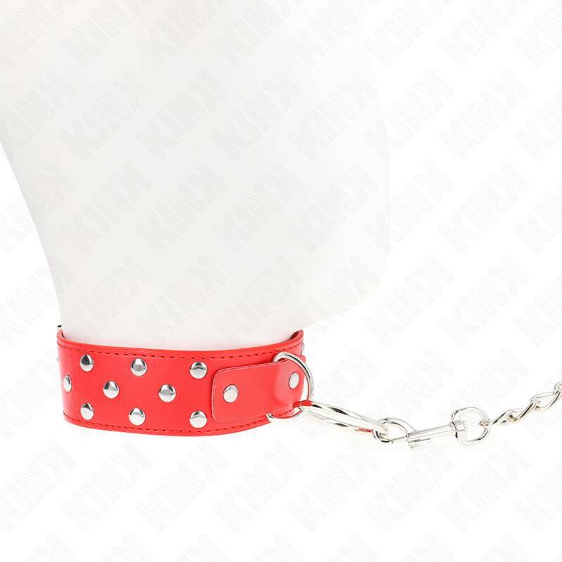 KINK - RING RIVET STRAP NECKLACE WITH BELT 65 CM RED ADJUSTABLE 36-50 CM X 3.8 CM