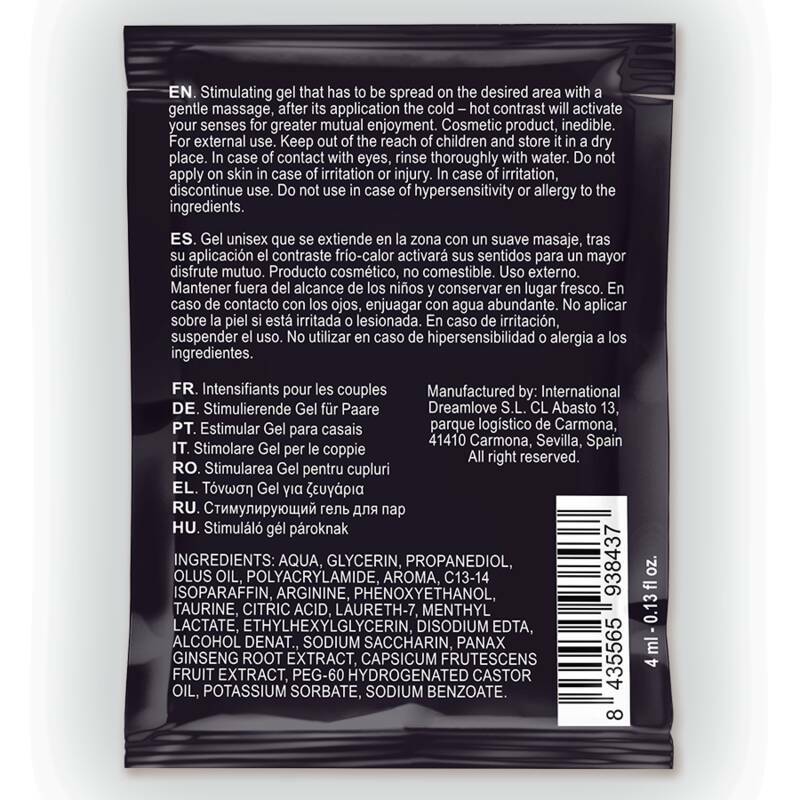 SPARTAN - MALE ENHANCER GEL HOT-COLD EFFECT 100% VEGAN 4ML