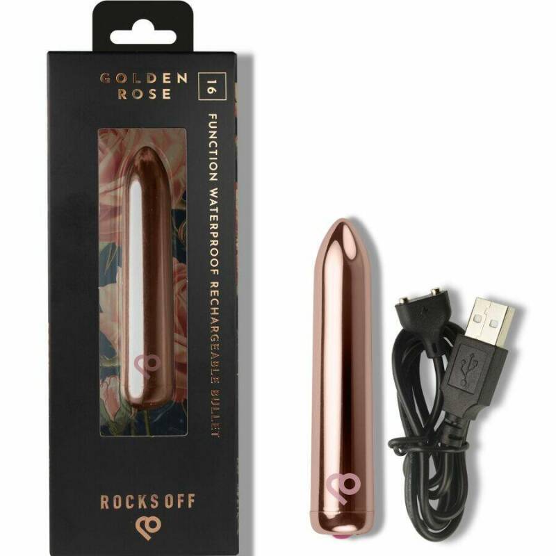 ROCKS-OFF - RECHARGEABLE VIBRATING BULLET GOLDEN ROSE