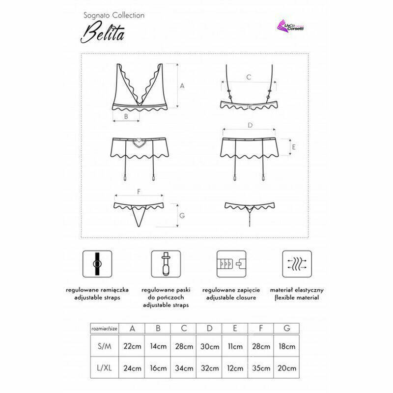 LIVCO CORSETTI FASHION - BELITA LC 90231 BRA + PANTY + GARTER BELT BLACK L/XL