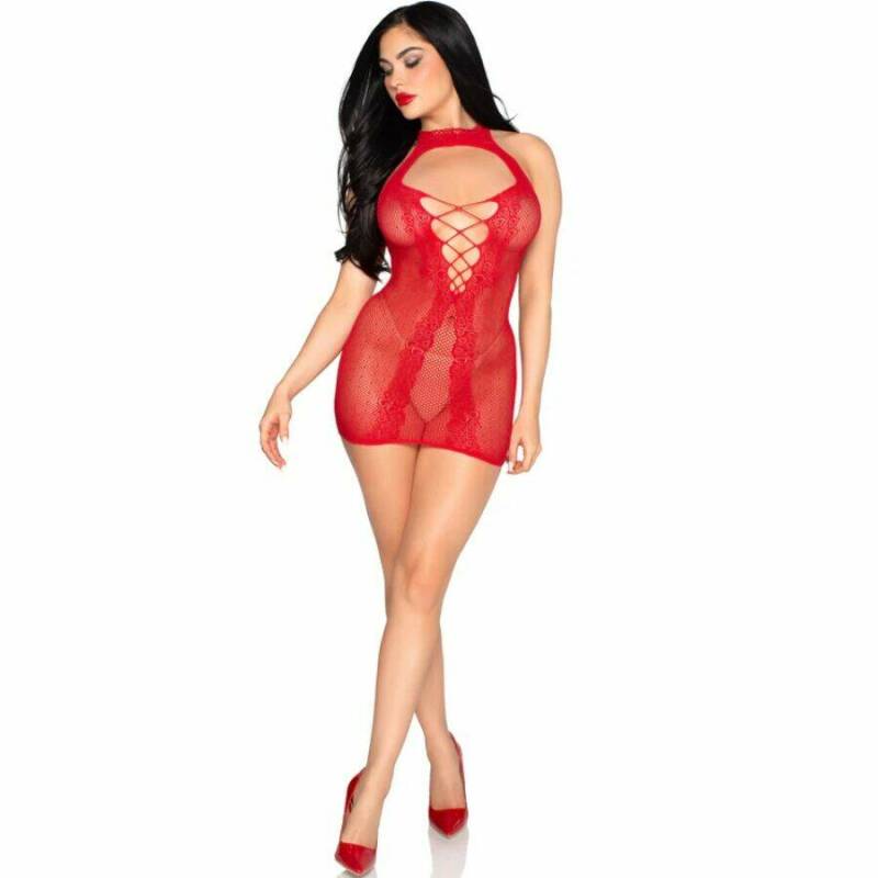 LEG AVENUE - 81675 HALTER MINI DRESS RED - ONE SIZE