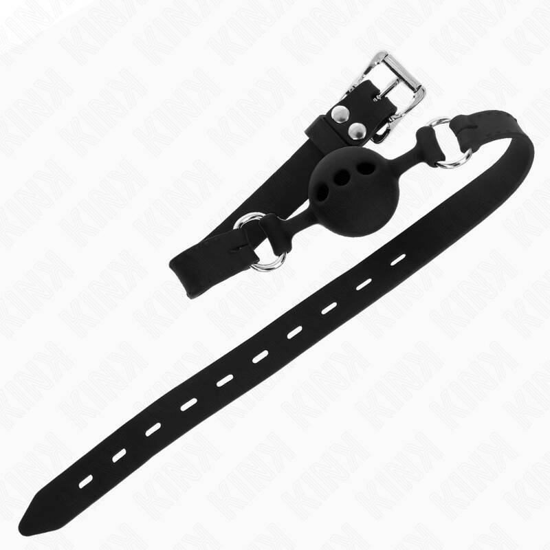 KINK - FULL SILICONE GAG 55 x 2 CM WITH 4 CM BALL SIZE S BLACK ADJUSTABLE 35-51 CM