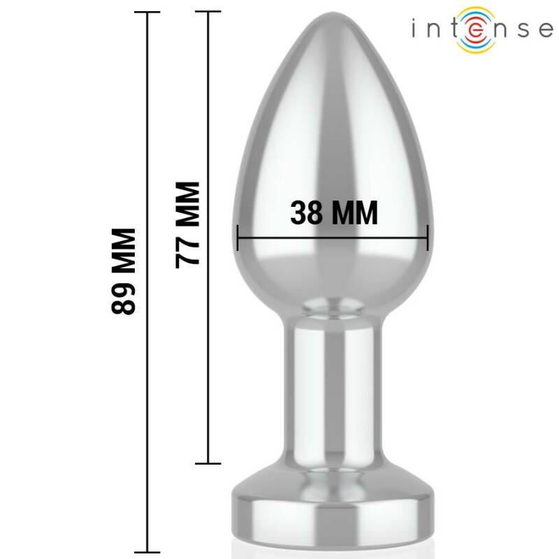 INTENSE - VIBRATING METAL ANAL PLUG WITH LED LIGHTS AND REMOTE CONTROL - SIZE M