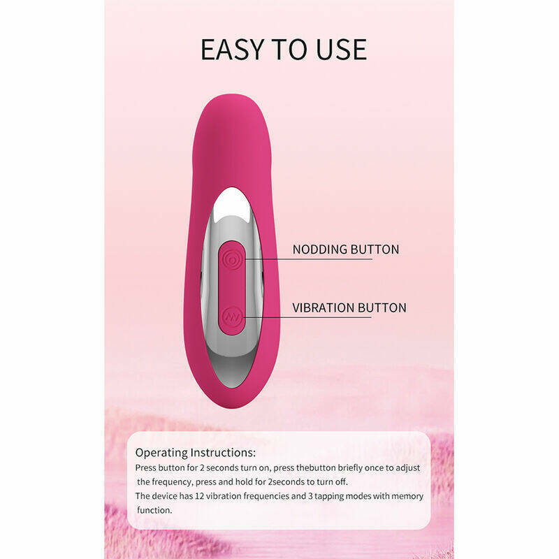 PRETTY LOVE - DUDEN RECHARGEABLE SILICONE VIBRATOR 12 VIBRATION MODES AND 3 ROCKING MODES PINK