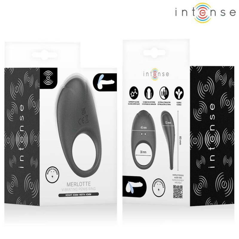 INTENSE - MERLOTTE VIBRATING PENIS RING WITH CLITORIS STIMULATION BLACK