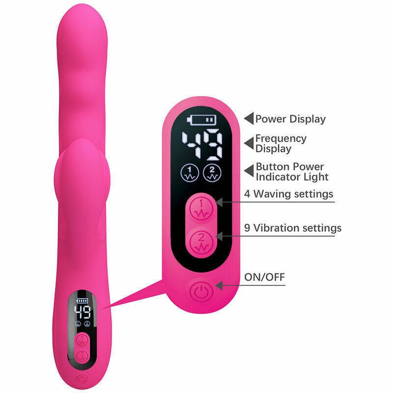 PRETTY LOVE - WINTERS MULTIFUNCTION RABBIT VIBRATOR WITH LED DISPLAY PINK