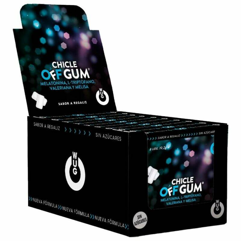 WUG GUM - OFF VALERIAN, TRYPTOPHAN, LEMON BALM AND MELATONIN | DISPLAY 12 X 8 UNITS