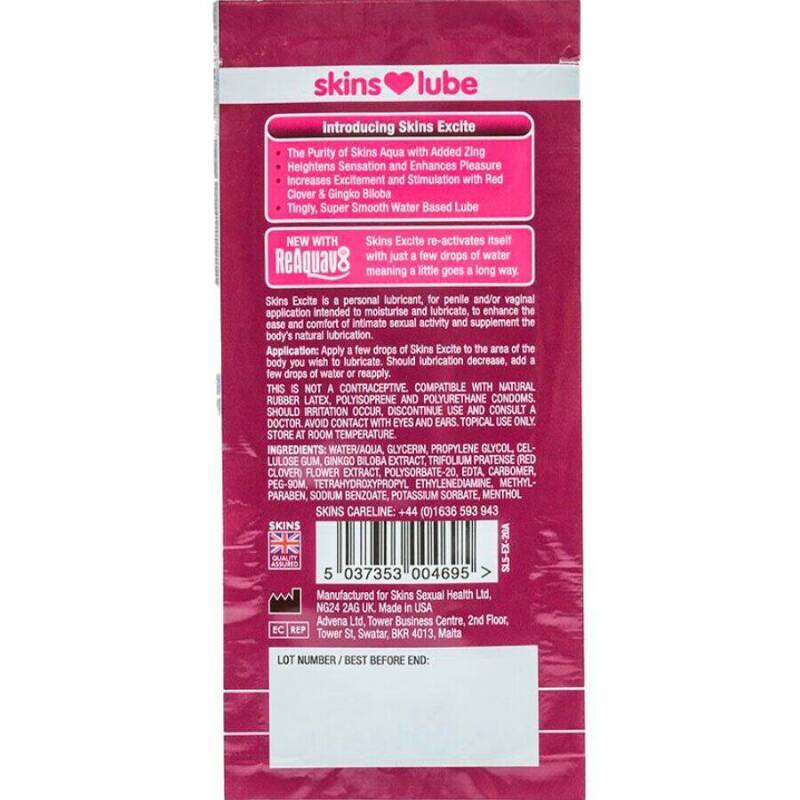 SKINS - EXCITE WATER-BASED LUBRICANT SINGLE-DOSE 5 ML