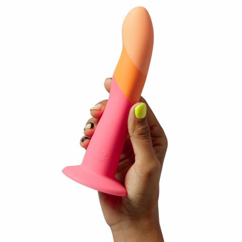 ROMP - DIZI SILICONE DILDO WITH SUCTION CUP TRICOLOR 18 CM