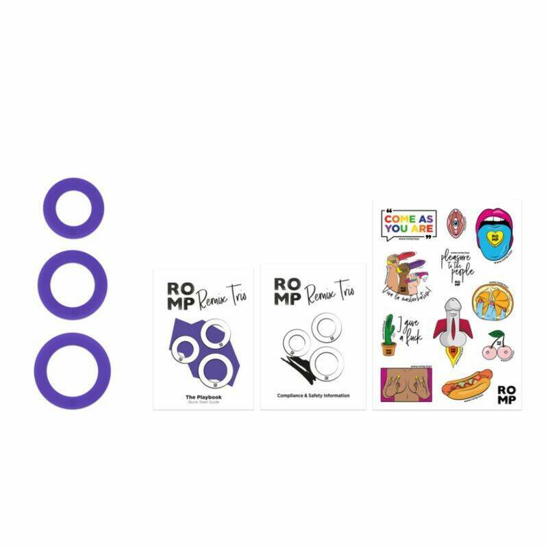 ROMP - REMIX TRIO SET OF 3 PURPLE SILICONE PENIS RINGS