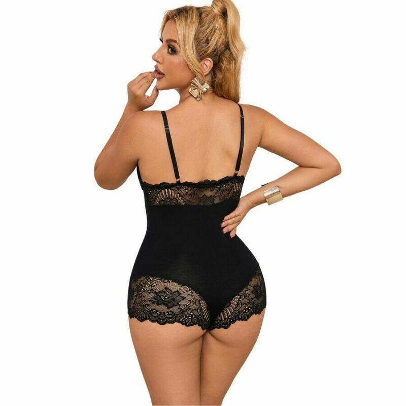 SUBBLIME - BLACK FLORAL LACE DETAIL TEDDY S/M