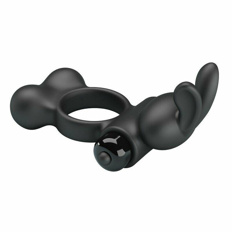 PRETTY LOVE - VIBRATING PENIS RING WITH BUNNY STIMULATOR 10 FUNCTIONS BLACK