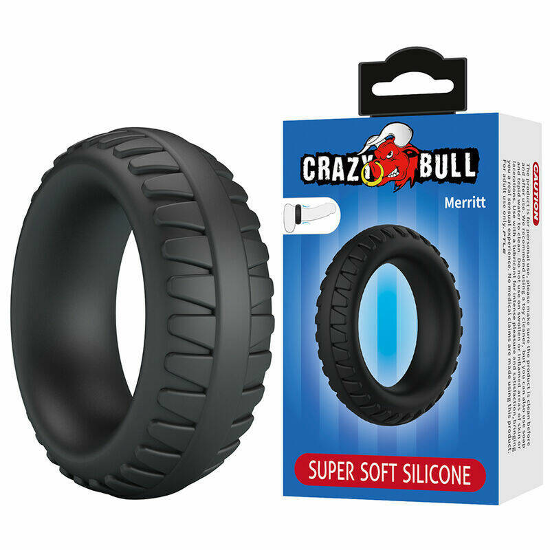 CRAZY BULL - MERRITT TEXTURED SILICONE COCK RING BLACK